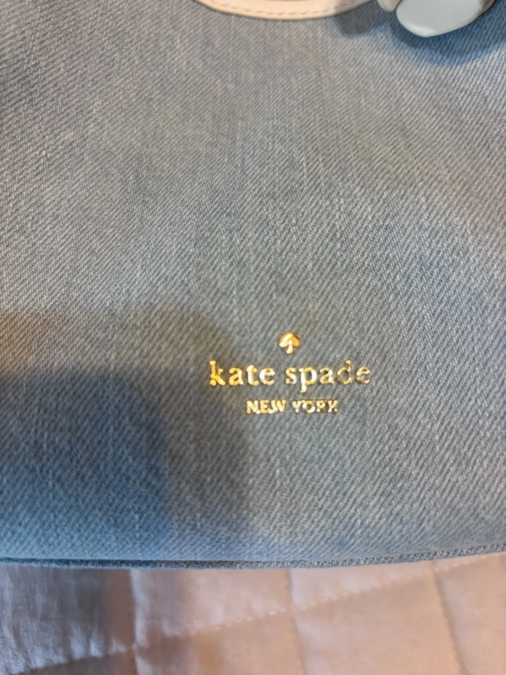 kate spade Light Blue and White Mini Tote Crossbody with Floral Charm - Picture 2 of 10